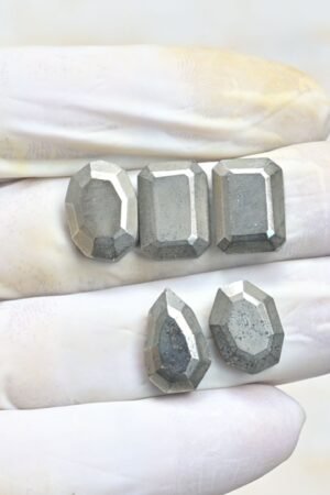 Natural Pyrite Gemstone Step Cut Mix Shape Cabochon High Quality Loose Gemstones For Jewelry Making 14-15 MM Size 5 Pcs V4016
