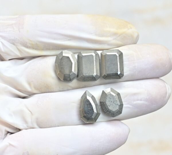 Natural Pyrite Gemstone Step Cut Mix Shape Cabochon High Quality Loose Gemstones For Jewelry Making 14-15 MM Size 5 Pcs V4016