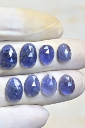 Natural Iolite Gemstone Rose Cut Fancy Shape Cabochon High Quality Loose Gemstones For Jewelry Making 10-14 MM Size 9 Pcs V4017