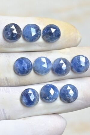 Natural Blue Sapphire Gemstone Rose Cut Round Shape Cabochon Shape High Quality Loose Gemstones For Jewelry Making 10 MM Size 10 Pcs V4018