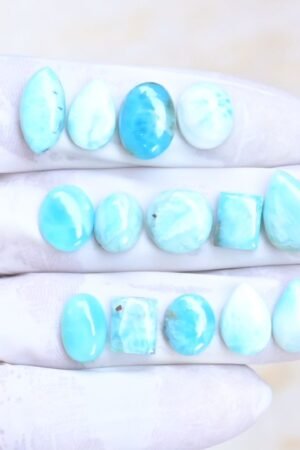 Natural Larimar Gemstone Smooth Mix Shape Cabochon High Quality Loose Gemstones For Jewelry Making 10-16 MM Size 14 Pcs V4020
