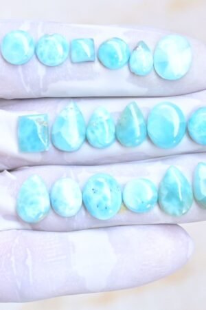 Natural Larimar Gemstone Smooth Mix Shape Cabochon High Quality Loose Gemstones For Jewelry Making 6-13 MM Size 18 Pcs V4021