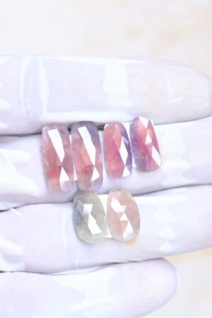 Natural Sapphire Gemstone Rose Cut Mix Shape Cabochon High Quality Loose Gemstones For Jewelry Making 15-18 MM Size 3 Pair V4024
