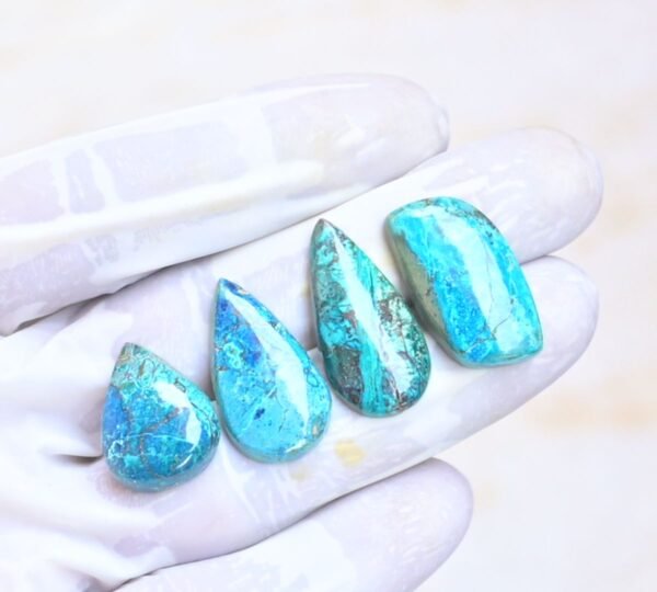 Natural Shattuckite Gemstone Smooth Mix Shape Cabochon High Quality Loose Gemstones For Jewelry Making 20-28 MM Size 4 Pcs V4030 - Image 2