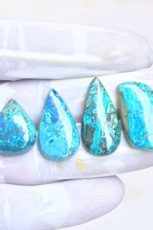 Natural Shattuckite Gemstone Smooth Mix Shape Cabochon High Quality Loose Gemstones For Jewelry Making 20-28 MM Size 4 Pcs V4030