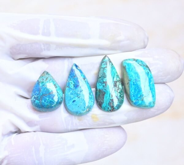 Natural Shattuckite Gemstone Smooth Mix Shape Cabochon High Quality Loose Gemstones For Jewelry Making 20-28 MM Size 4 Pcs V4030