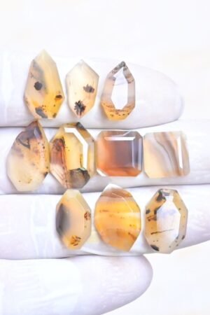 Natural Montana Agate Gemstone Step Cut Mix Shape Cabochon High Quality Loose Gemstones For Jewelry Making 12-19 MM Size 10 Pcs V4033