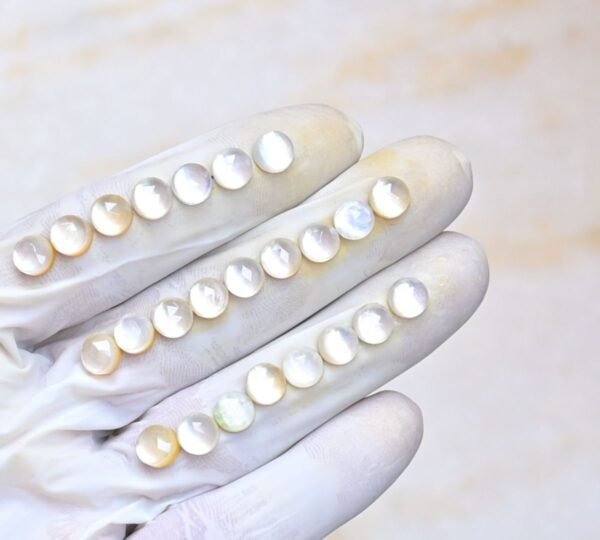Natural Mother Of Pearl Gemstone Rose Cut Round Shape Cabochon High Quality Loose Gemstones For Jewelry Making 7 MM Size 24 Pcs V4040 - Image 2