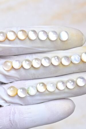 Natural Mother Of Pearl Gemstone Rose Cut Round Shape Cabochon High Quality Loose Gemstones For Jewelry Making 7 MM Size 24 Pcs V4040