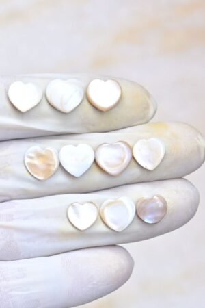 Natural Mother Of Pearl Gemstone Smooth Heart Shape Cabochon High Quality Loose Gemstones For Jewelry Making 9-10 MM Size 10 Pcs V4041