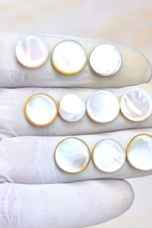 Natural Mother Of Pearl Gemstone Smooth Round Shape Cabochon High Quality Loose Gemstones For Jewelry Making 10-12 MM Size 10 Pcs V4042