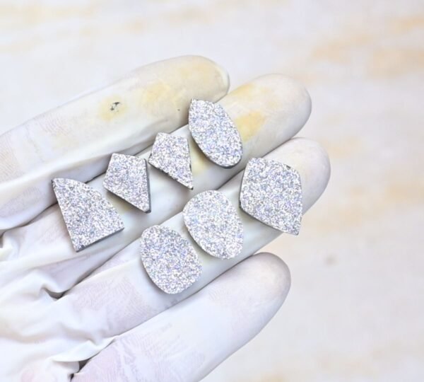 Natural Titanium Druzy Gemstone Smooth Mix Shape Cabochon High Quality Loose Gemstones For Jewelry Making 16-21 MM Size 7 Pcs V4044 - Image 2