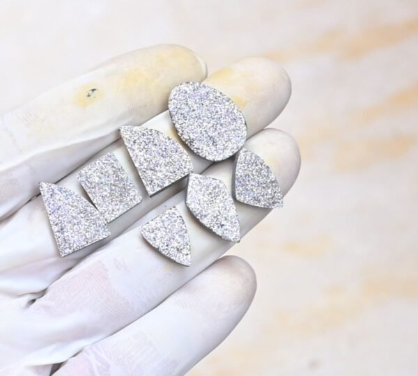 Natural Titanium Druzy Gemstone Smooth Mix Shape Cabochon High Quality Loose Gemstones For Jewelry Making 14-21 MM Size 7 Pcs V4045 - Image 2