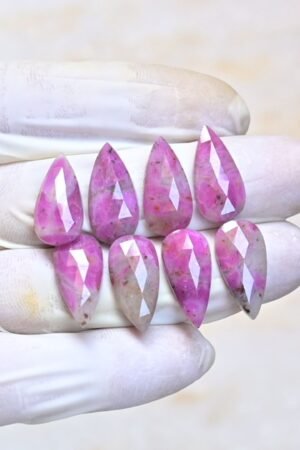 Natural Ruby Gemstone Rose Cut Pear Shape Cabochon High Quality Loose Gemstones For Jewelry Making 20x10 MM Size 8 Pcs V4047