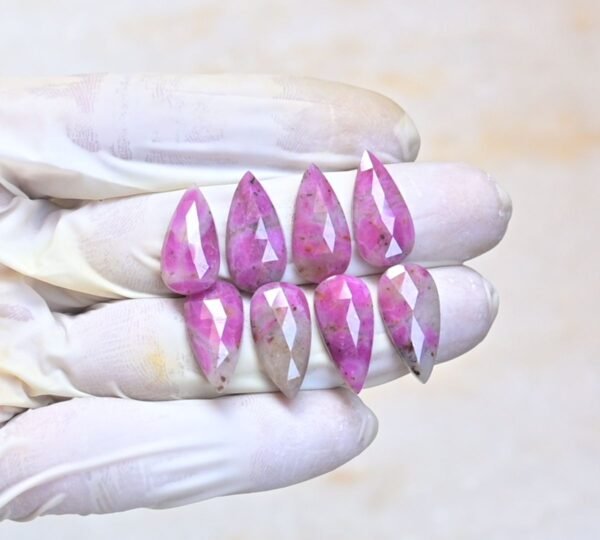 Natural Ruby Gemstone Rose Cut Pear Shape Cabochon High Quality Loose Gemstones For Jewelry Making 20x10 MM Size 8 Pcs V4047