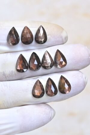 Natural Golden Sapphire Gemstone Rose Cut Pear Shape Cabochon Shape High Quality Loose Gemstones For Jewelry Making 12x8 MM Size 10 Pcs V4048
