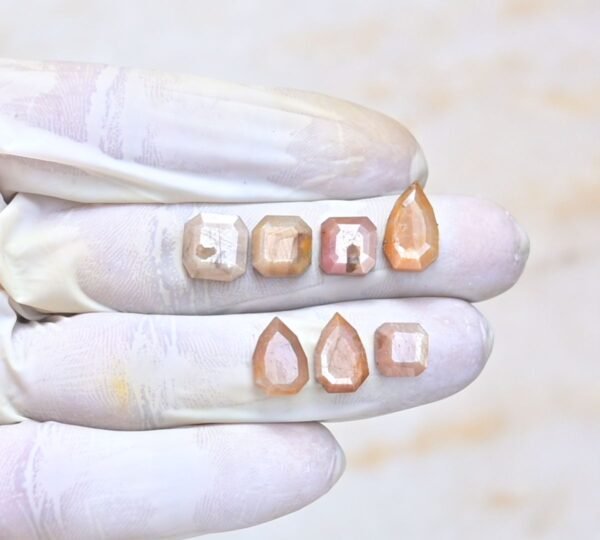 Natural Yellow Silky Sapphire Gemstone Step Cut Mix Shape Cabochon Shape High Quality Loose Gemstones For Jewelry Making 8-14 MM Size 7 Pcs V4050