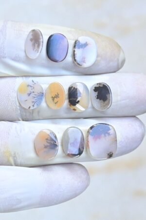 Natural Scenic Agate Gemstone Smooth Oval Shape Cabochon High Quality Loose Gemstones For Jewelry Making 11-15 MM Size 10 Pcs V4052
