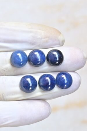 Natural Blue Sapphire Gemstone Smooth Round Shape Cabochon Shape High Quality Loose Gemstones For Jewelry Making 12 MM Size 6 Pcs V4055