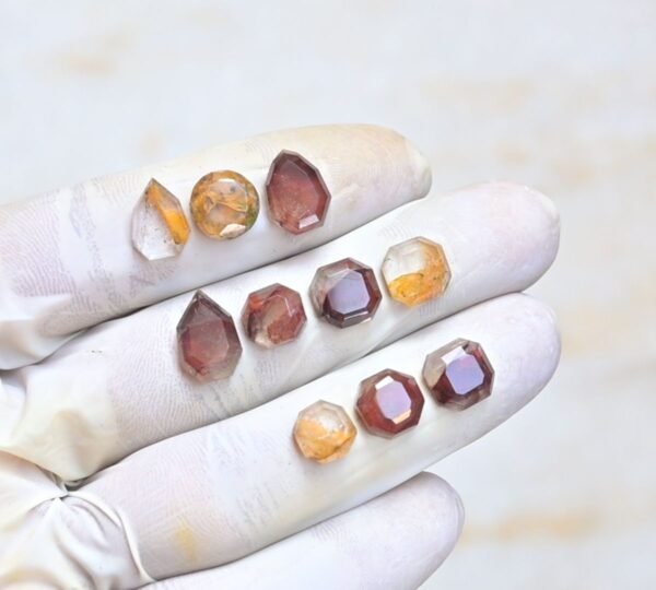 Natural Phantom Rodolite Gemstone Step Cut Mix Shape Cabochon High Quality Loose Gemstones For Jewelry Making 9-13 MM Size 10 Pcs V4057 - Image 2
