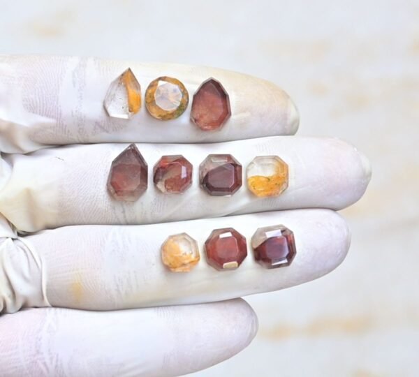 Natural Phantom Rodolite Gemstone Step Cut Mix Shape Cabochon High Quality Loose Gemstones For Jewelry Making 9-13 MM Size 10 Pcs V4057