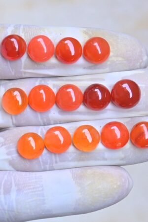 Natural Carnelian Gemstone Smooth Round Shape Cabochon High Quality Loose Gemstones For Jewelry Making 10-11 MM Size 14 Pcs V4069