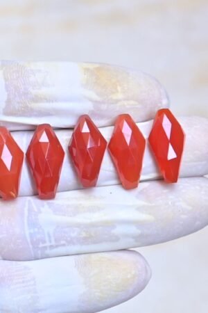 Natural Carnelian Gemstone Rose Cut Fancy Shape Cabochon High Quality Loose Gemstones For Jewelry Making 20x10 MM Size 5 Pcs V4073