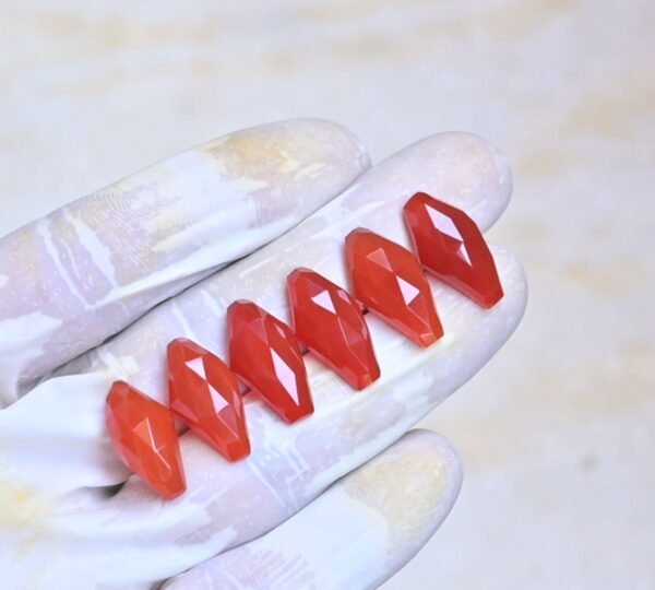 Natural Carnelian Gemstone Rose Cut Fancy Shape Cabochon High Quality Loose Gemstones For Jewelry Making 20x10 MM Size 6 Pcs V4074 - Image 2