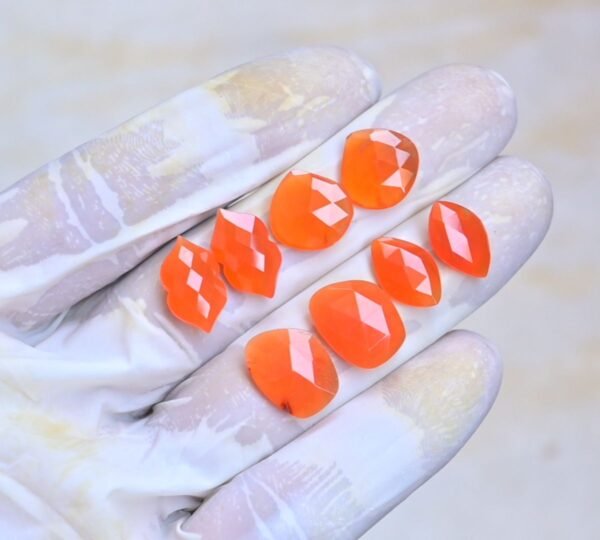 Natural Carnelian Gemstone Rose Cut Fancy Shape Cabochon High Quality Loose Gemstones For Jewelry Making 13-16 MM Size 4 Pair V4076 - Image 2