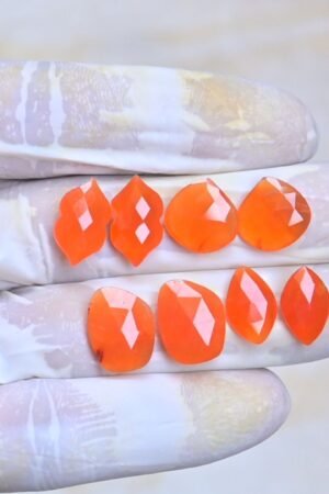 Natural Carnelian Gemstone Rose Cut Fancy Shape Cabochon High Quality Loose Gemstones For Jewelry Making 13-16 MM Size 4 Pair V4076