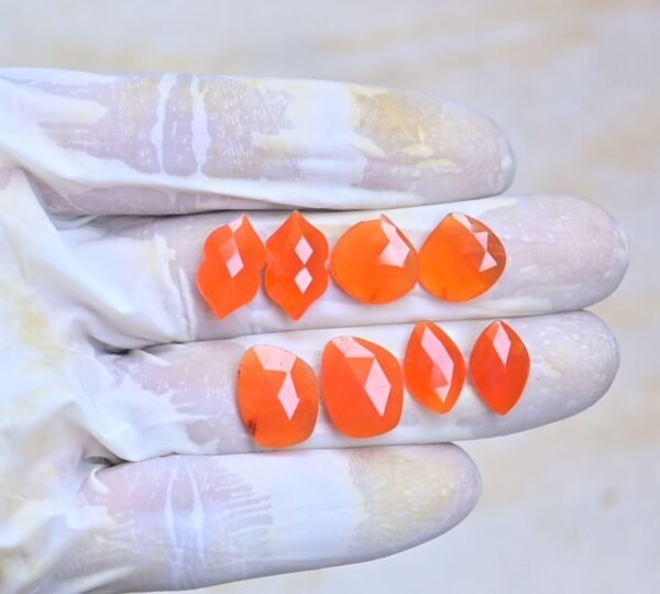 Natural Carnelian Gemstone Rose Cut Fancy Shape Cabochon High Quality Loose Gemstones For Jewelry Making 13-16 MM Size 4 Pair V4076