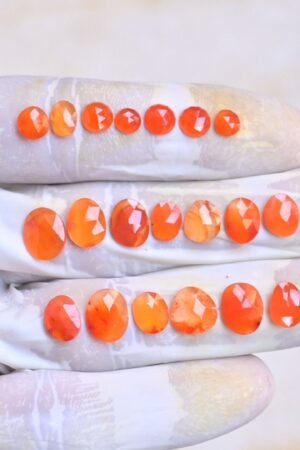 Natural Carnelian Gemstone Rose Cut Fancy Shape Cabochon High Quality Loose Gemstones For Jewelry Making 5-10 MM Size 20 Pcs V4077