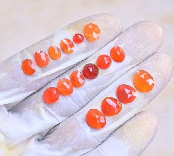 Natural Carnelian Gemstone Rose Cut Fancy Shape Cabochon High Quality Loose Gemstones For Jewelry Making 5-11 MM Size 16 Pcs V4078 - Image 2