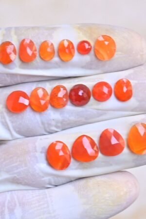 Natural Carnelian Gemstone Rose Cut Fancy Shape Cabochon High Quality Loose Gemstones For Jewelry Making 5-11 MM Size 16 Pcs V4078