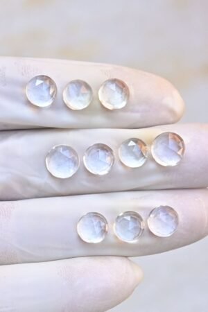 Natural Crystal Gemstone Rose Cut Round Shape Cabochon High Quality Loose Gemstones For Jewelry Making 8-9 MM Size 10 Pcs V4086