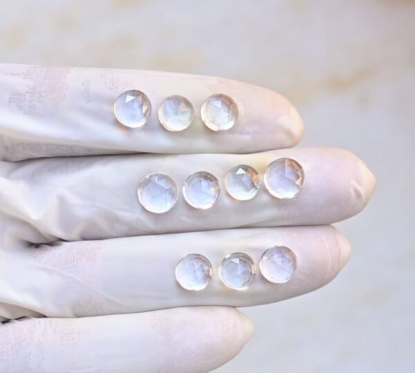 Natural Crystal Gemstone Rose Cut Round Shape Cabochon High Quality Loose Gemstones For Jewelry Making 8-9 MM Size 10 Pcs V4086