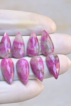 Natural Ruby Gemstone Rose Cut Pear Shape Cabochon High Quality Loose Gemstones For Jewelry Making 20x10 MM Size 8 Pcs V4089