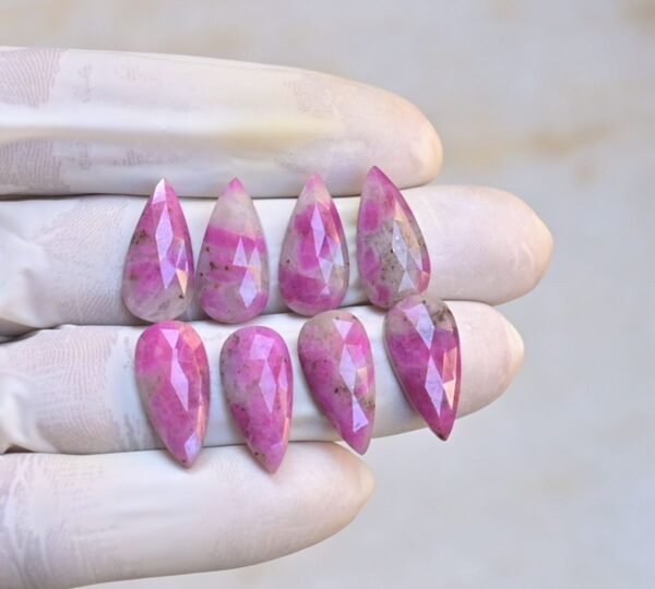 Natural Ruby Gemstone Rose Cut Pear Shape Cabochon High Quality Loose Gemstones For Jewelry Making 20x10 MM Size 8 Pcs V4089