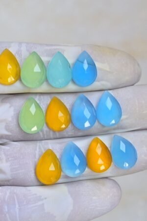 Natural Chalcedony Gemstone Rose Cut Pear Shape Cabochon High Quality Loose Gemstones For Jewelry Making 14x10 MM Size 12 Pcs V4101