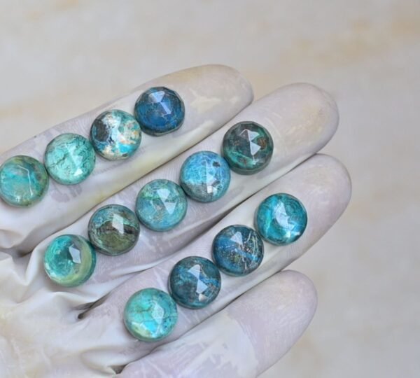 Natural Shattuckite Doublet Gemstone Rose Cut Round Shape Cabochon High Quality Loose Gemstones For Jewelry Making 12 MM Size 13 Pcs V4102 - Image 2
