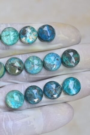 Natural Shattuckite Doublet Gemstone Rose Cut Round Shape Cabochon High Quality Loose Gemstones For Jewelry Making 12 MM Size 13 Pcs V4102