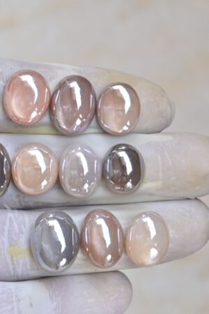Natural Multi Mystic Moon Stone Gemstone Smooth Oval Shape Cabochon High Quality Loose Gemstones For Jewelry Making 14-16 MM Size 10 Pcs V4103