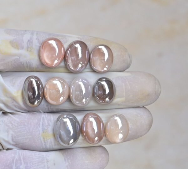 Natural Multi Mystic Moon Stone Gemstone Smooth Oval Shape Cabochon High Quality Loose Gemstones For Jewelry Making 14-16 MM Size 10 Pcs V4103