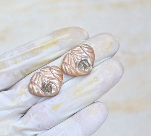 Natural Golden Sapphire Gemstone Hand Carved Fancy Shape Cabochon Shape High Quality Loose Gemstones For Jewelry Making 19x24 MM Size 1 Pair V4107 - Image 2