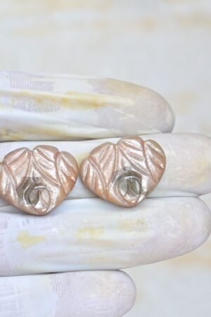 Natural Golden Sapphire Gemstone Hand Carved Fancy Shape Cabochon Shape High Quality Loose Gemstones For Jewelry Making 19x24 MM Size 1 Pair V4107