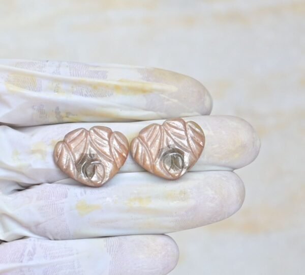 Natural Golden Sapphire Gemstone Hand Carved Fancy Shape Cabochon Shape High Quality Loose Gemstones For Jewelry Making 19x24 MM Size 1 Pair V4107