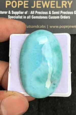 Natural Larimar Gemstone Smooth Oval Shape Cabochon High Quality Loose Gemstones For Jewelry Making 43x28x9 MM Size V3689