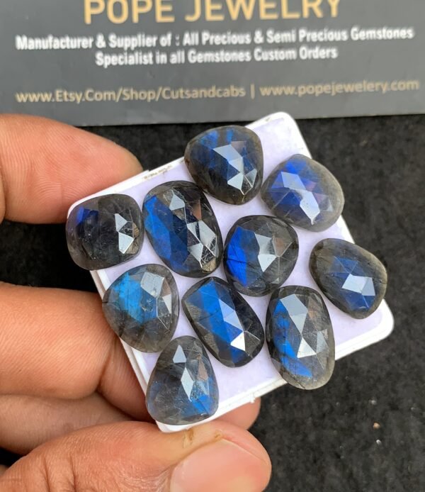 Natural Labradorite Gemstone Rose Cut Fancy Shape Cabochon High Quality Loose Gemstones For Jewelry Making 12-16 MM Size 10 Pcs V3691 - Image 2
