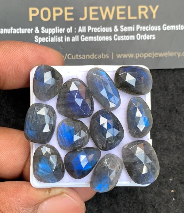 Natural Labradorite Gemstone Rose Cut Fancy Shape Cabochon High Quality Loose Gemstones For Jewelry Making 11-16 MM Size 12 Pcs V3692