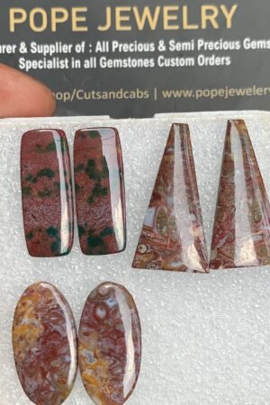Natural Moroccan Agate Gemstone Smooth Mix Shape Cabochon High Quality Loose Gemstones For Jewelry Making 23-28 MM Size 3 Pair V3695